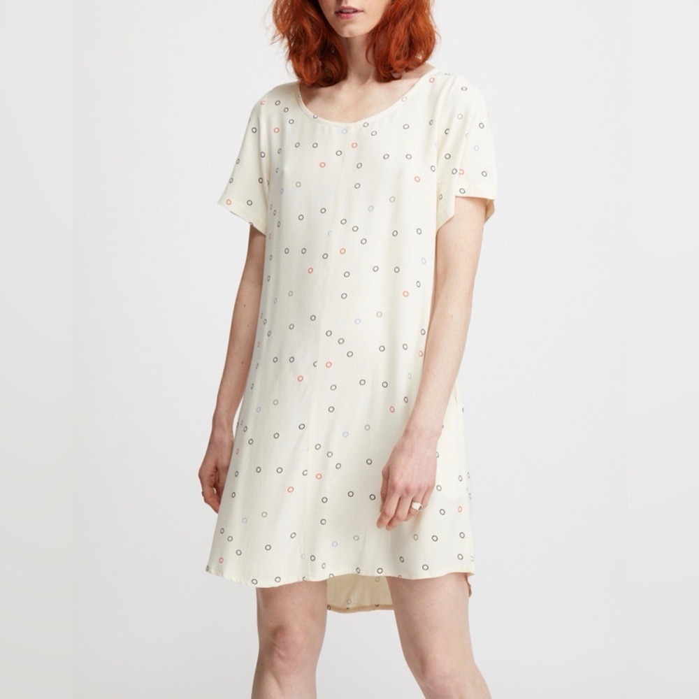 Ali Golden S Small Cream Polka Dot Rings Mini Dress Babydoll Sustainable